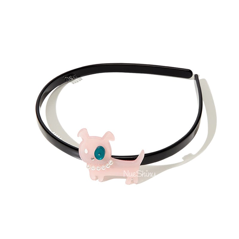 Cute Pink Dog Pearl Decorated Hairband丨NueShiny