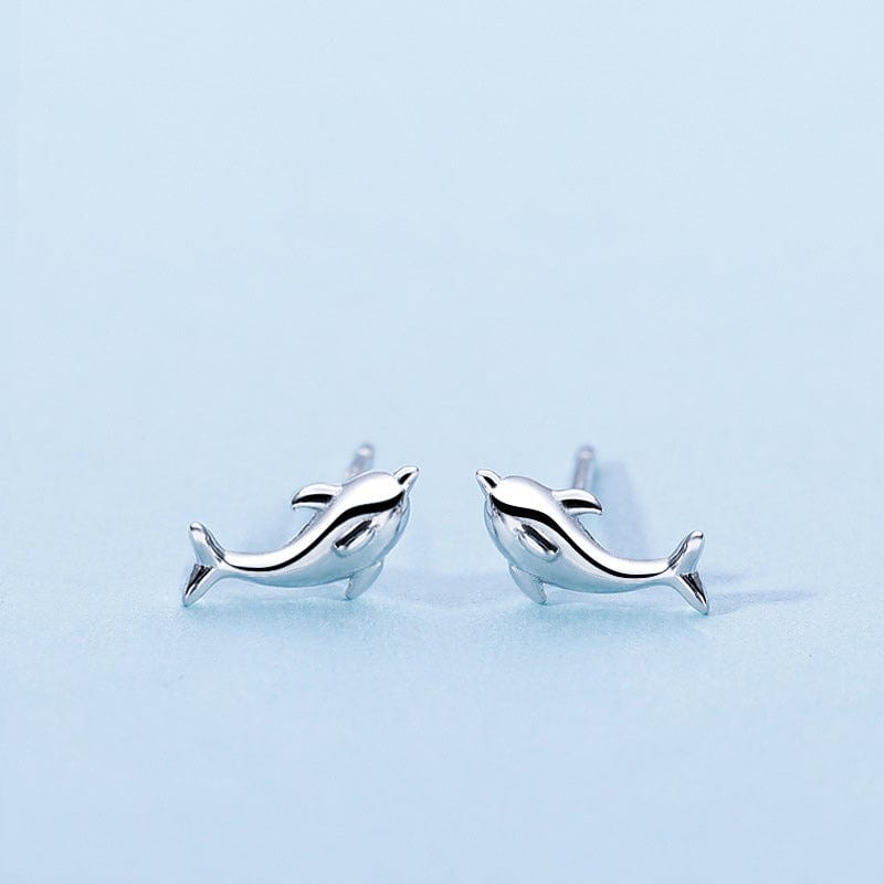 Sterling Silver Dolphin Earrings丨NueShiny