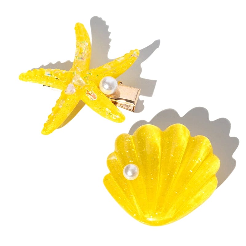 Yellow Shell Pearl Starfish Hair Clip Set丨NueShiny