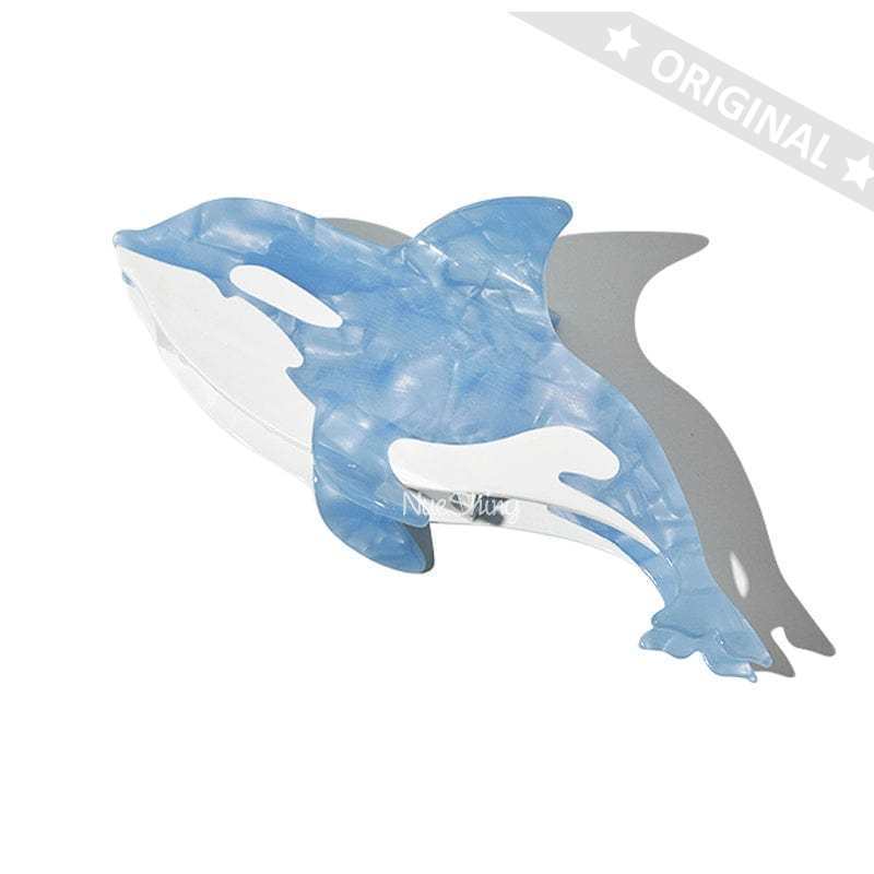 Diamond Blue Orca Hair Claw Clip Killer Whale Shark Ocean Lover Series Hair Claw丨NueShiny