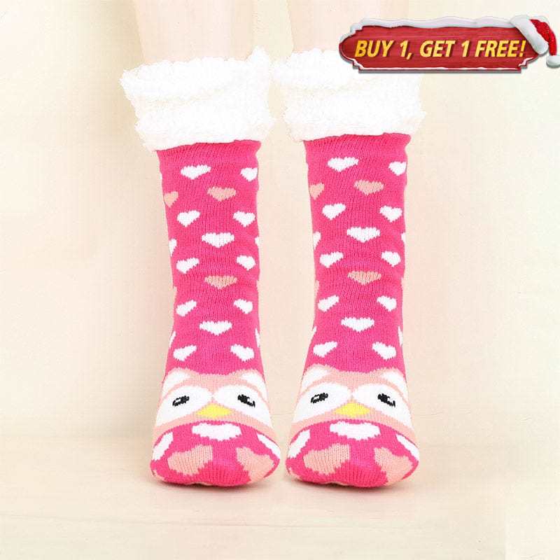 Owl Pink Warm Snow Socks丨NueShiny