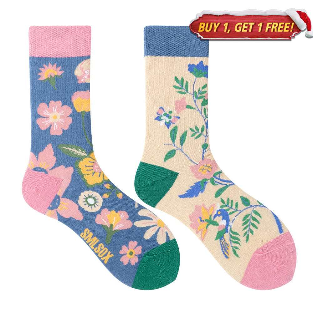 Birdsong and Flowers Socks | Nueshiny