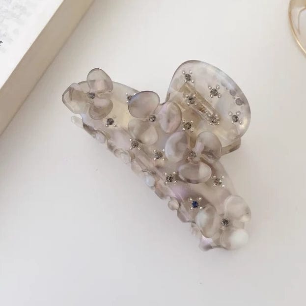 Colorful Gray Diamond Small Flower Elegant Hair Claw丨NueShiny