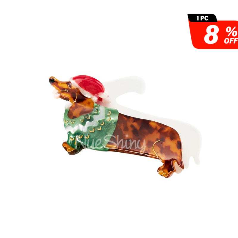 Christmas Dachshund Dog Christmas Cheer Hair Claw丨NueShiny