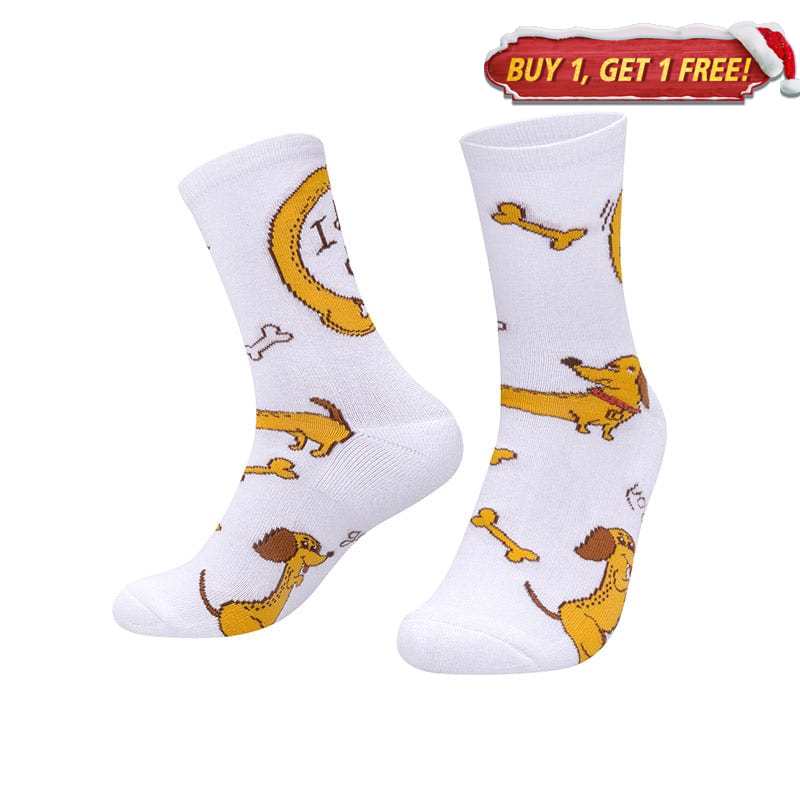 Dachshund Orange and White Socks