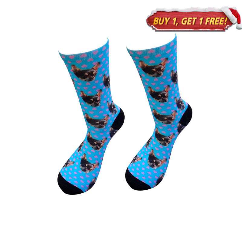 Blue Dog Head Dotted Socks丨NueShiny