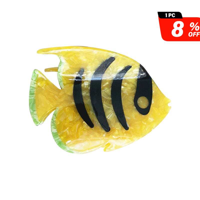 Medium Yellow Stripe Fish Hair Claw | NueShiny