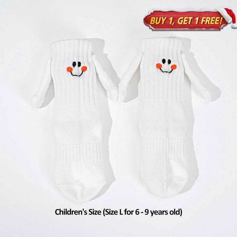 Funny Children Holding Hands White Socks (6-9 Years Old)丨NueShiny