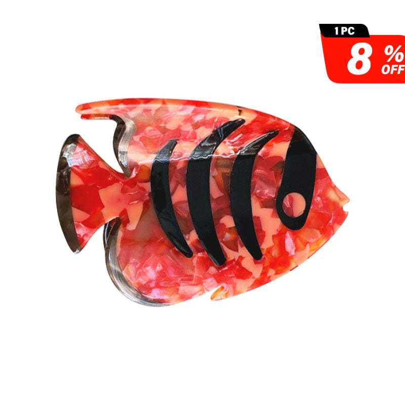 Medium Red Stripe Fish Hair Claw | NueShiny