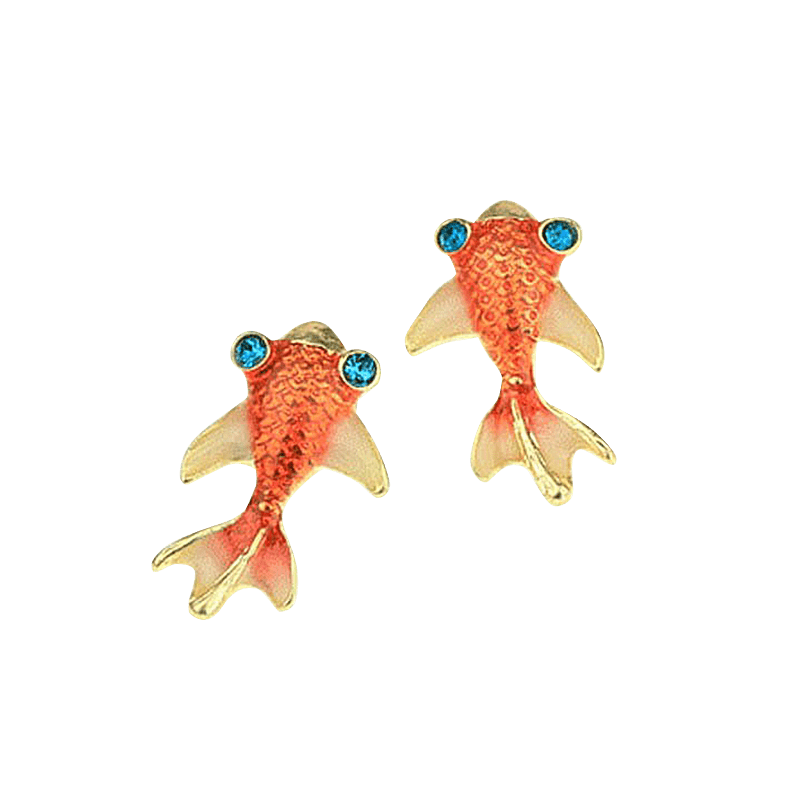 Blue Diamond Little Goldfish Earrings | NueShiny