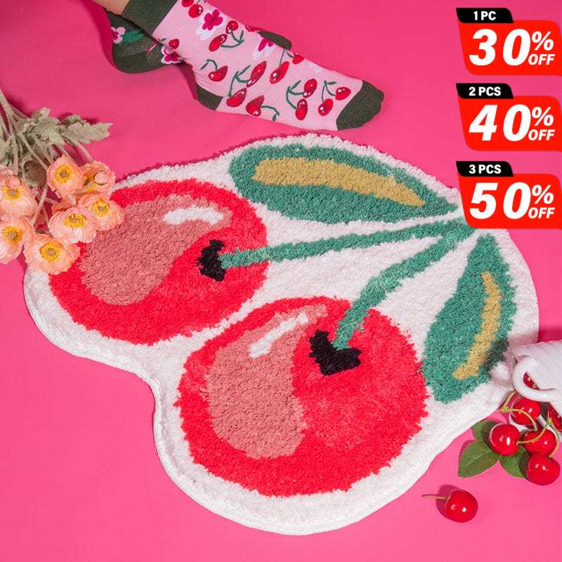 Cherry Fluffy Rug Handmade Tufted丨NueShiny