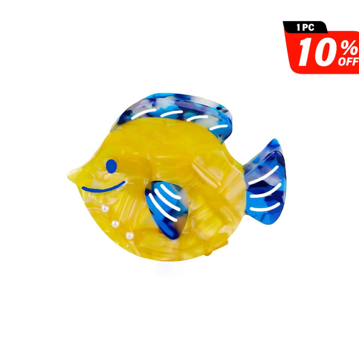 Small Blue and yellow tropical fish Hair Caw | Nueshiny