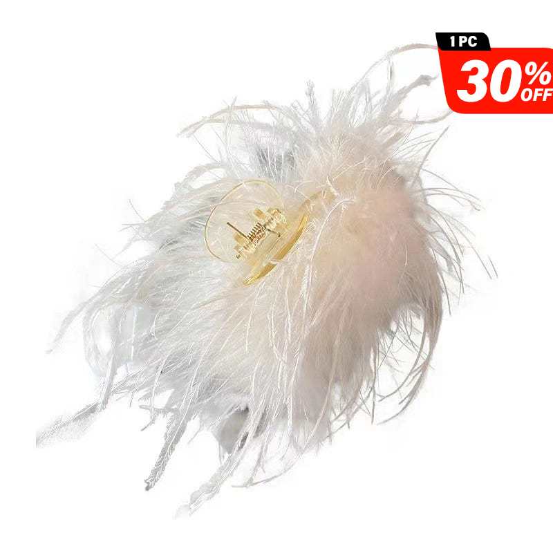 Large Ostrich White Feather Claw Clip丨NueShiny