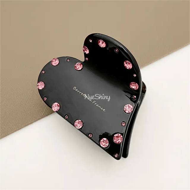 Trumpet Heart Diamond Hairpin In Black丨NueShiny