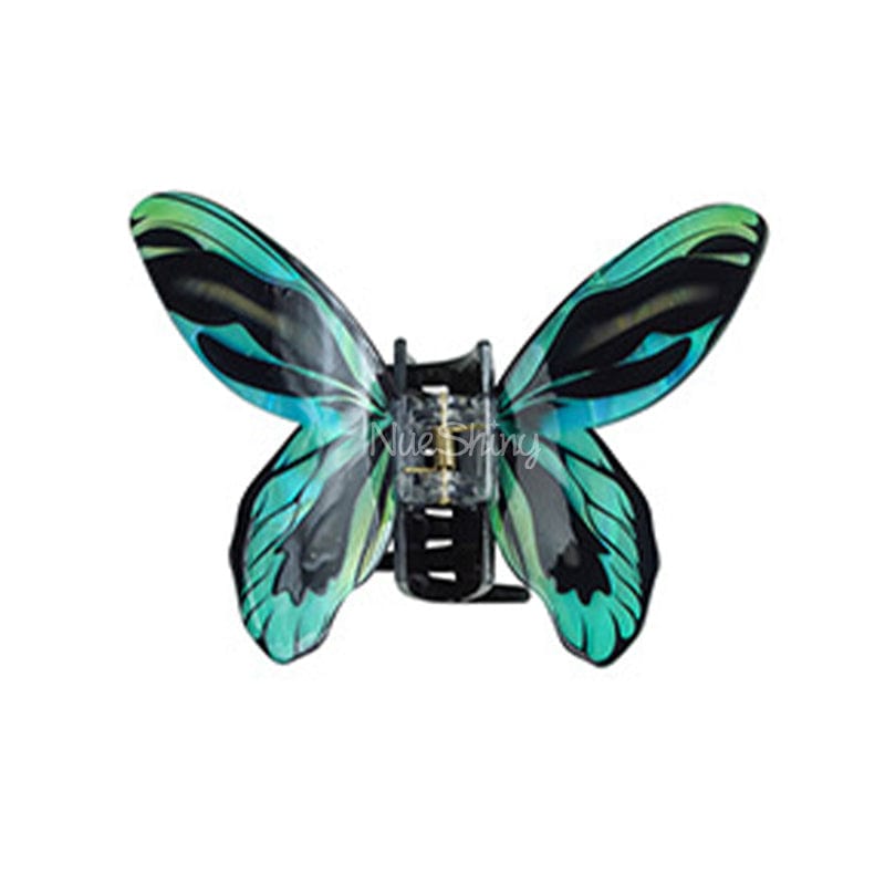 Floral Flutter Charm Cyan Butterfly Hair Claw丨NueShiny