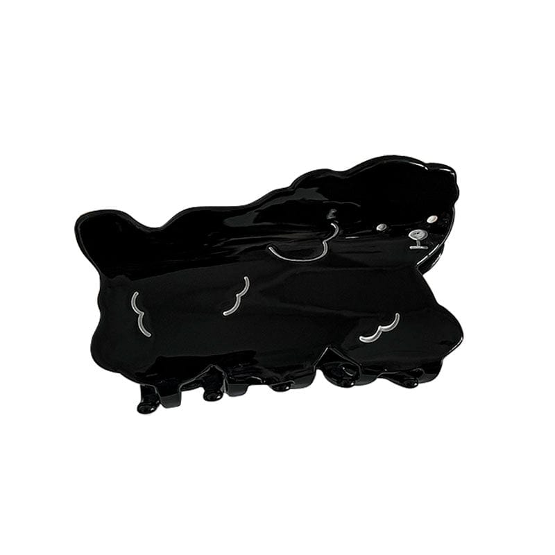 Black Cartoon Furry Dog Hair Claw Clip