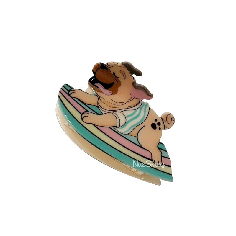 Shar Pei Pug Dog Pitbull in A Skateboard Hair Claw丨NueShiny