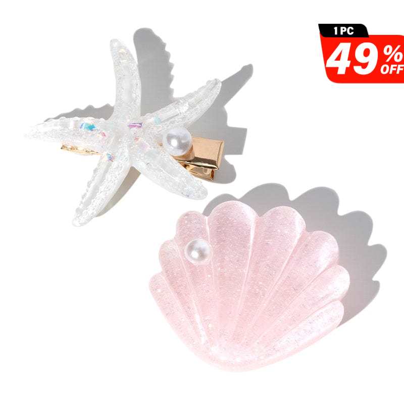 Pink Shell Pearl Starfish Hair Clip Set丨NueShiny