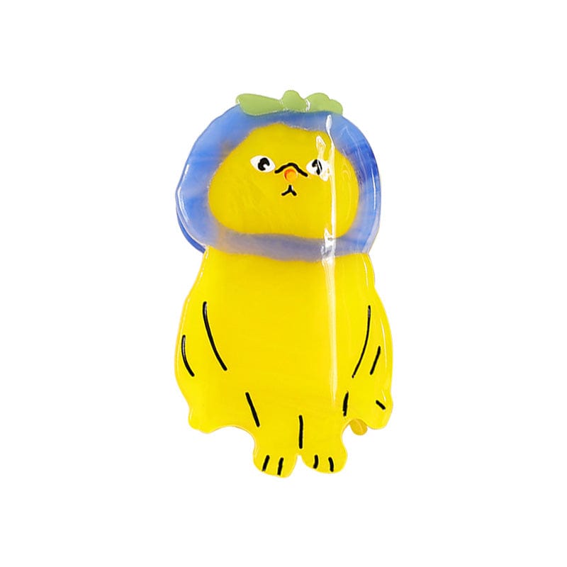 Medium  Yellow Cat With Hat  Hair Claw | NueShiny