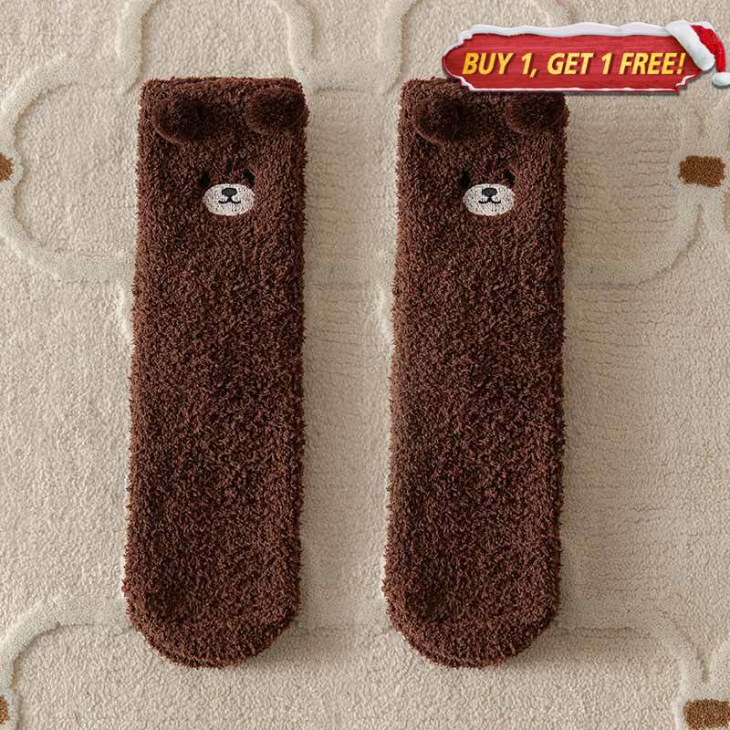 Brown Fleece Thick Socks丨NueShiny