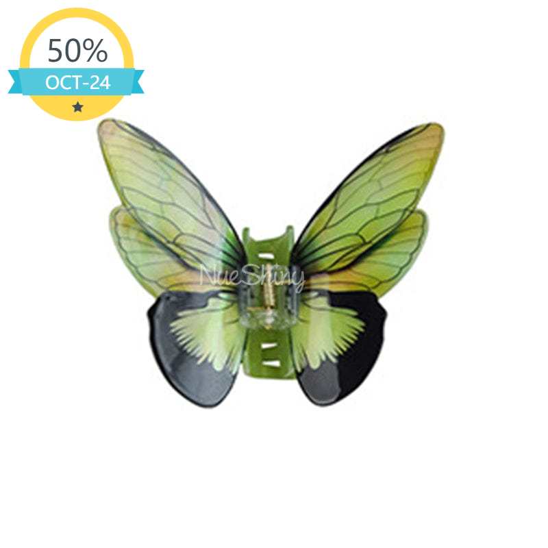 Floral Flutter Charm Light Green Butterfly Hair Claw丨NueShiny