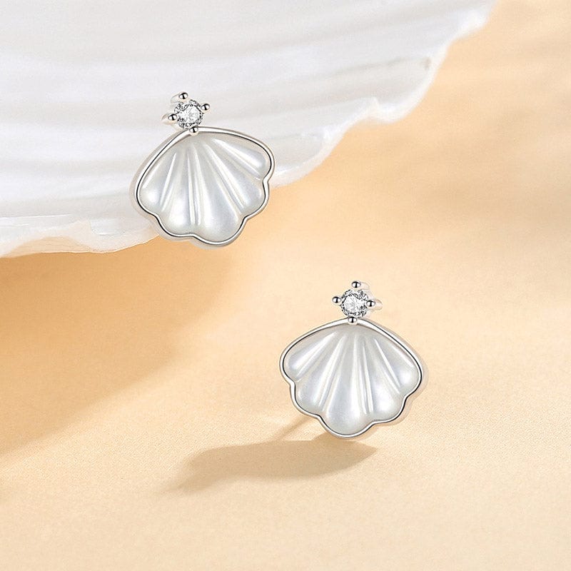 Silver Pearl Shell Elegant Earrings | NueShiny