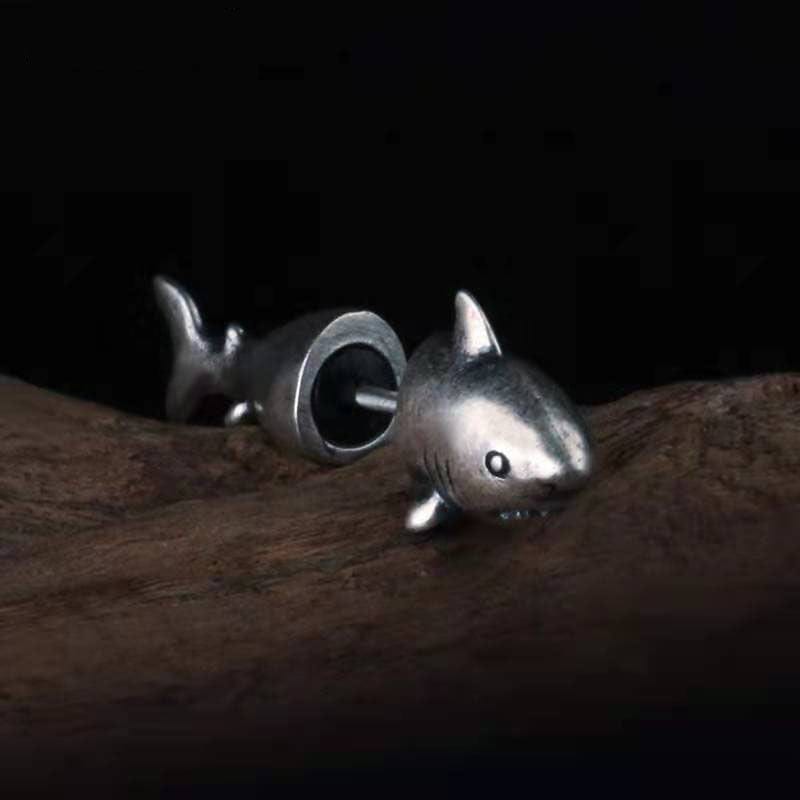 Sterling Silver Shark Earrings丨NueShiny