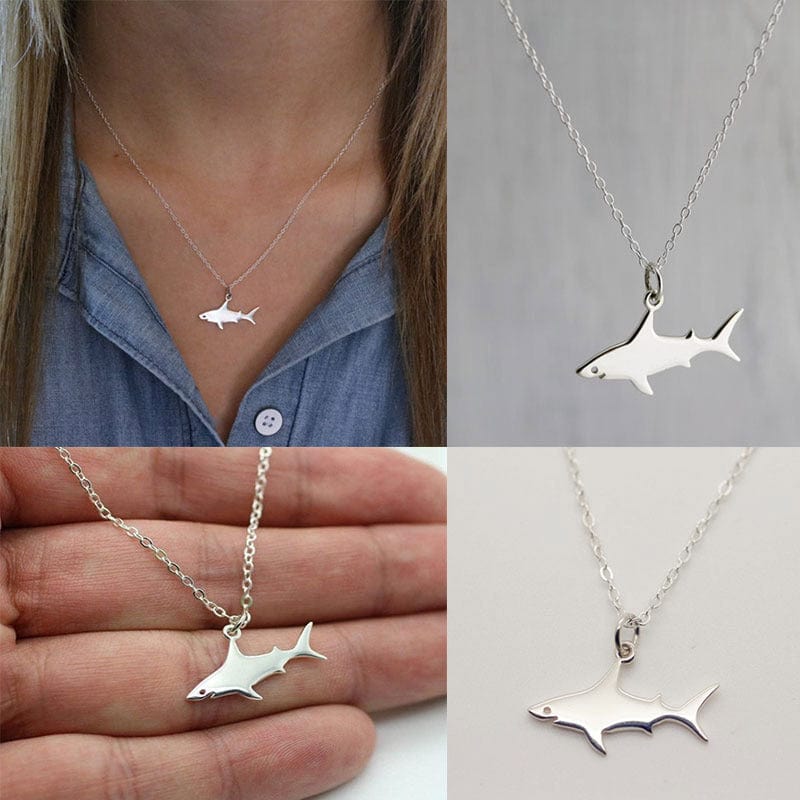 Sterling Silver Shark Necklace丨NueShiny