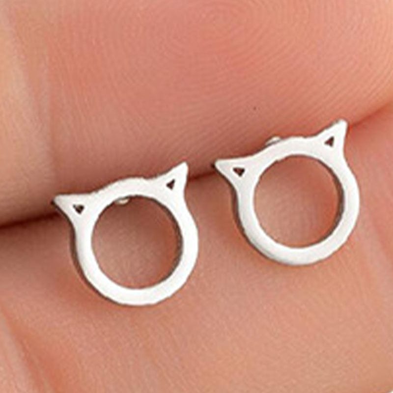 Sterling Silver Cat Earrings丨NueShiny