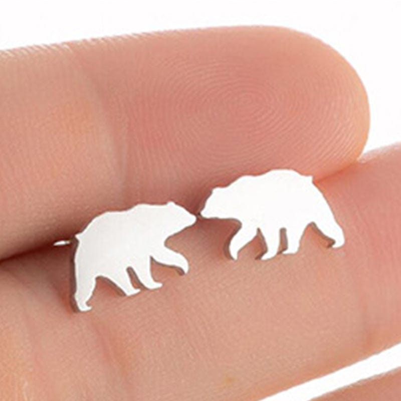 Sterling Silver Polar Bear Earrings丨NueShiny