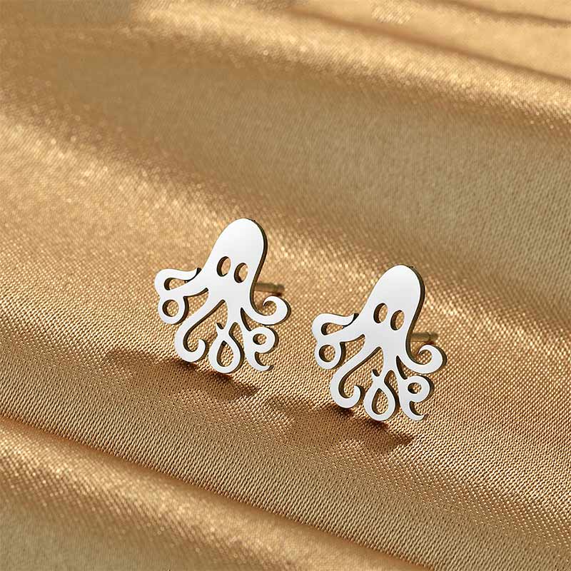 Sterling Silver Octopus Silver Earrings丨NueShiny