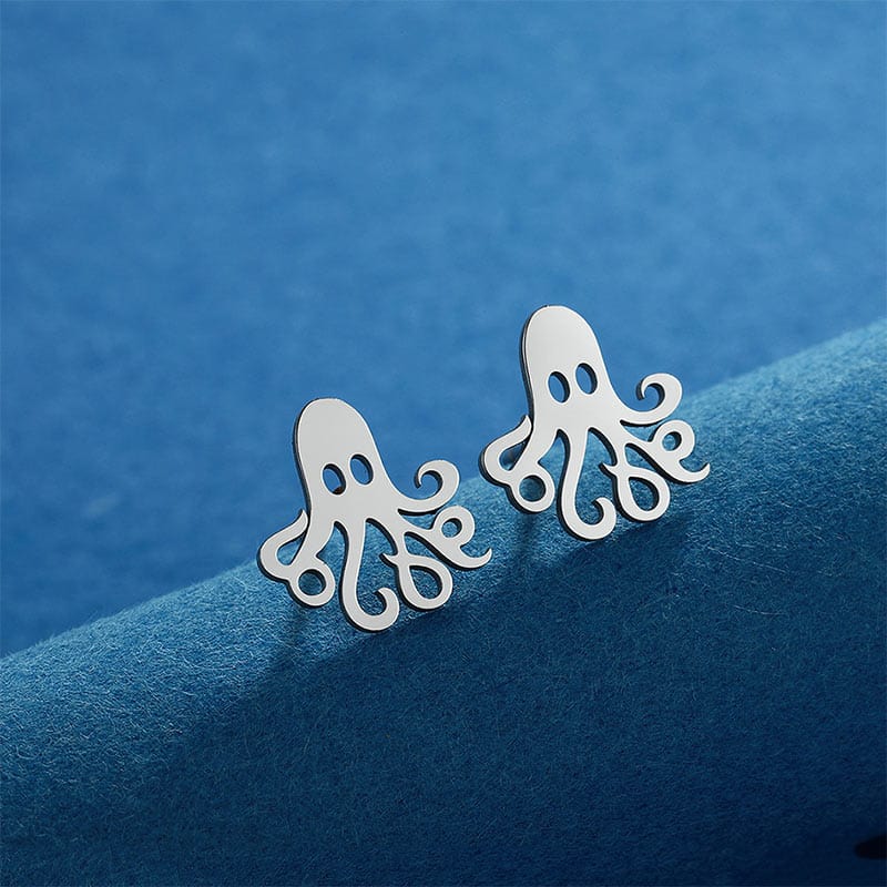 Sterling Silver Octopus Silver Earrings丨NueShiny