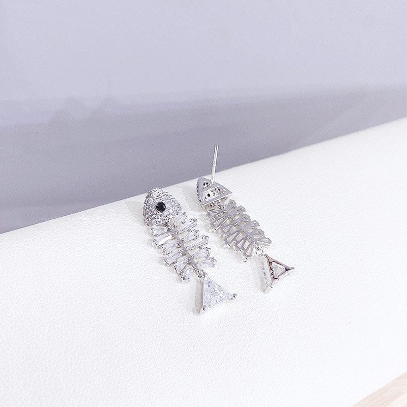 Sterling Silver Fishbone Earrings丨NueShiny