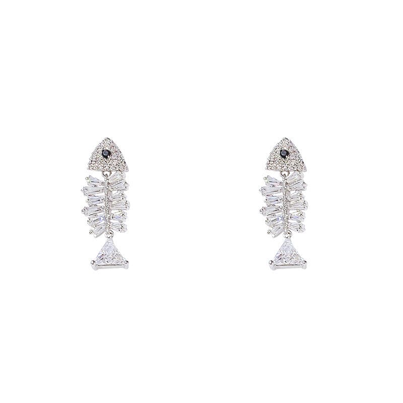 Sterling Silver Fishbone Earrings丨NueShiny