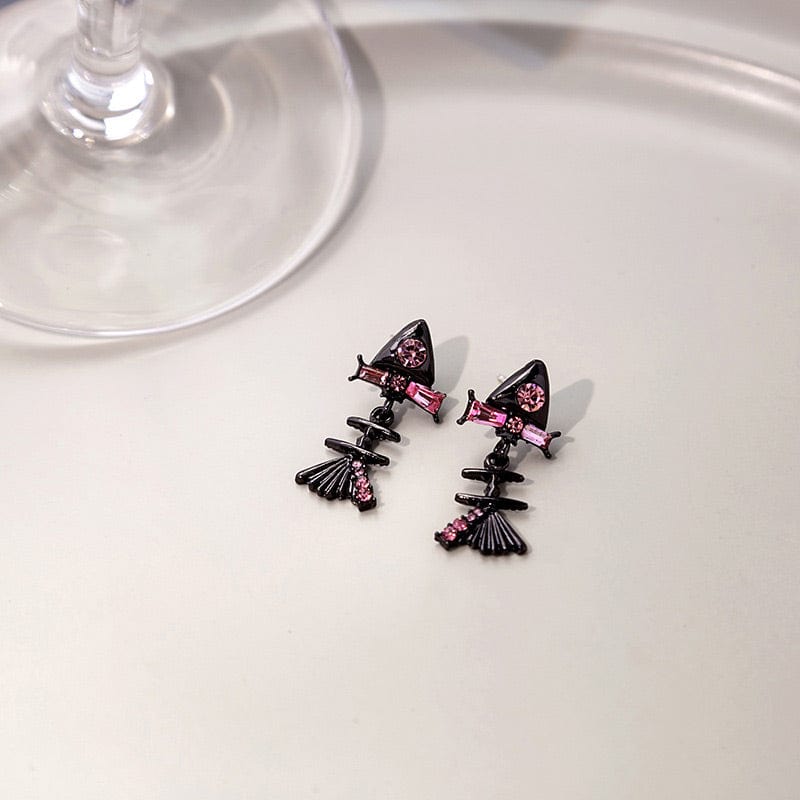 Black Fishbone Earrings丨NueShiny