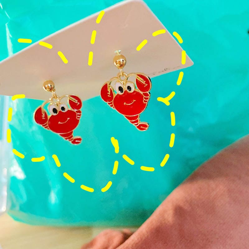 Red Crayfish Earrings | NueShiny