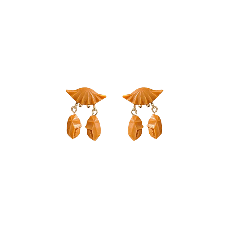 Orange True Crabs Earrings | NueShiny