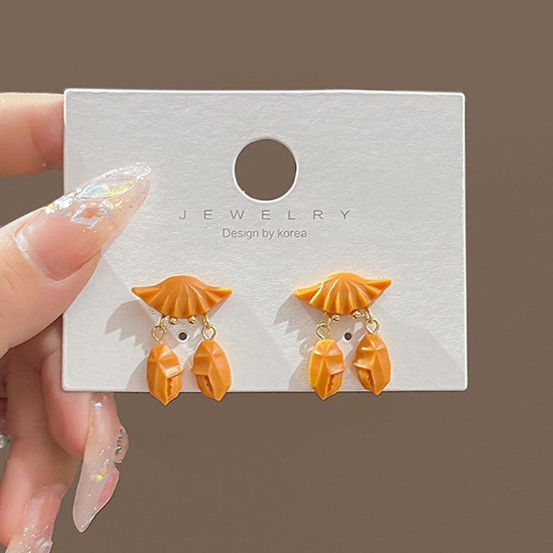 Orange True Crabs Earrings | NueShiny