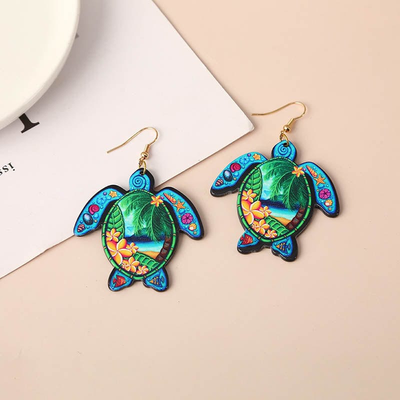 Green Sea Turtle Snorkeling Earrings | NueShiny