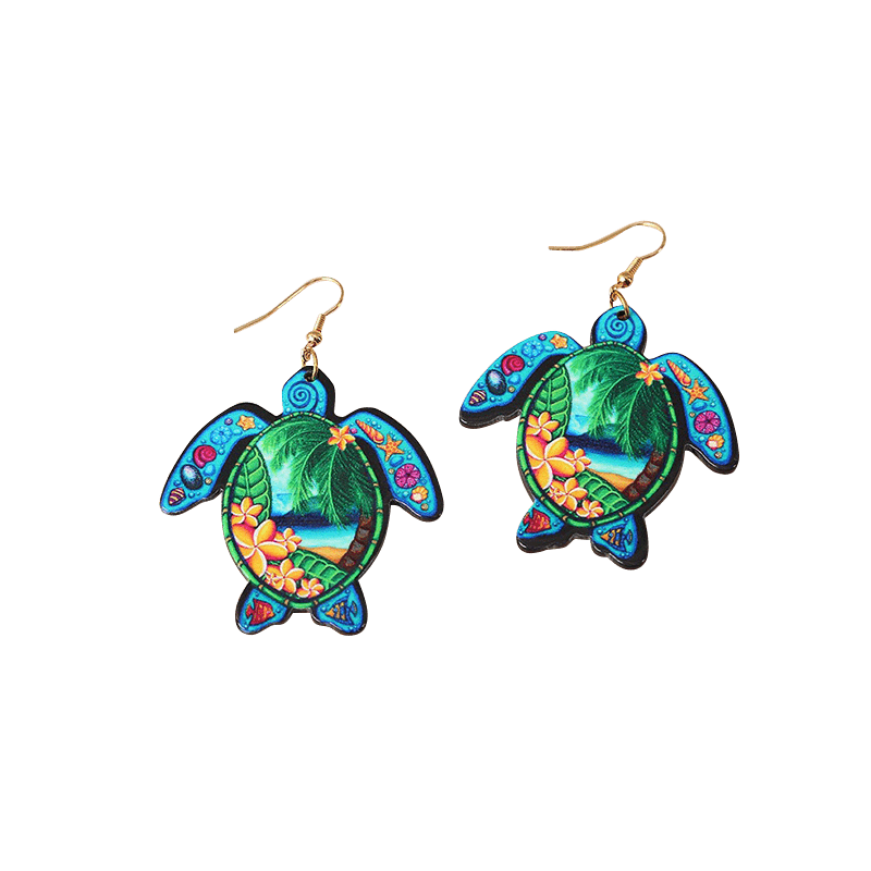 Green Sea Turtle Snorkeling Earrings | NueShiny