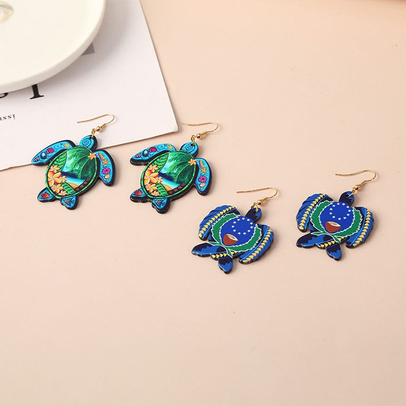 Blue Sea Turtle Snorkeling Earrings | NueShiny