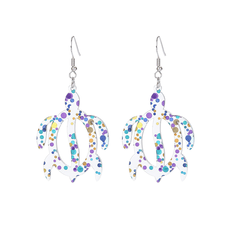 Multicolor Fretwork Turtle  Earrings | NueShiny