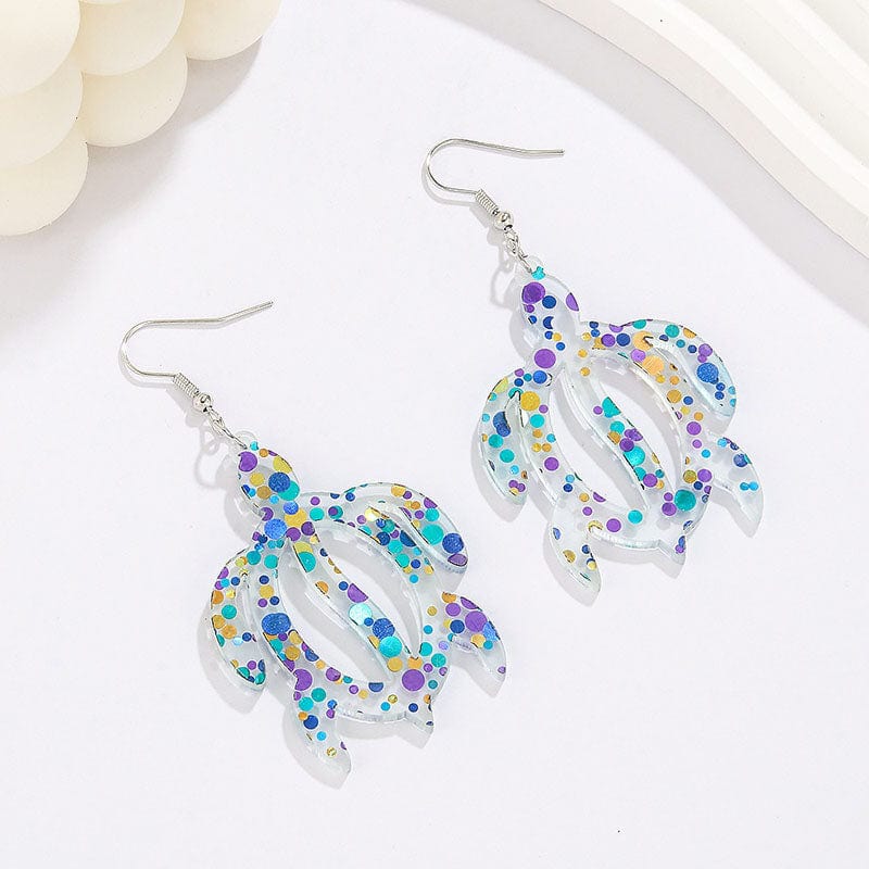 Multicolor Fretwork Turtle  Earrings | NueShiny