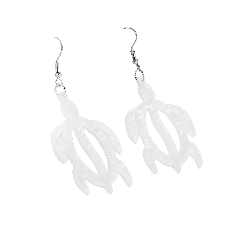 White Fretwork Turtle  Earrings | NueShiny