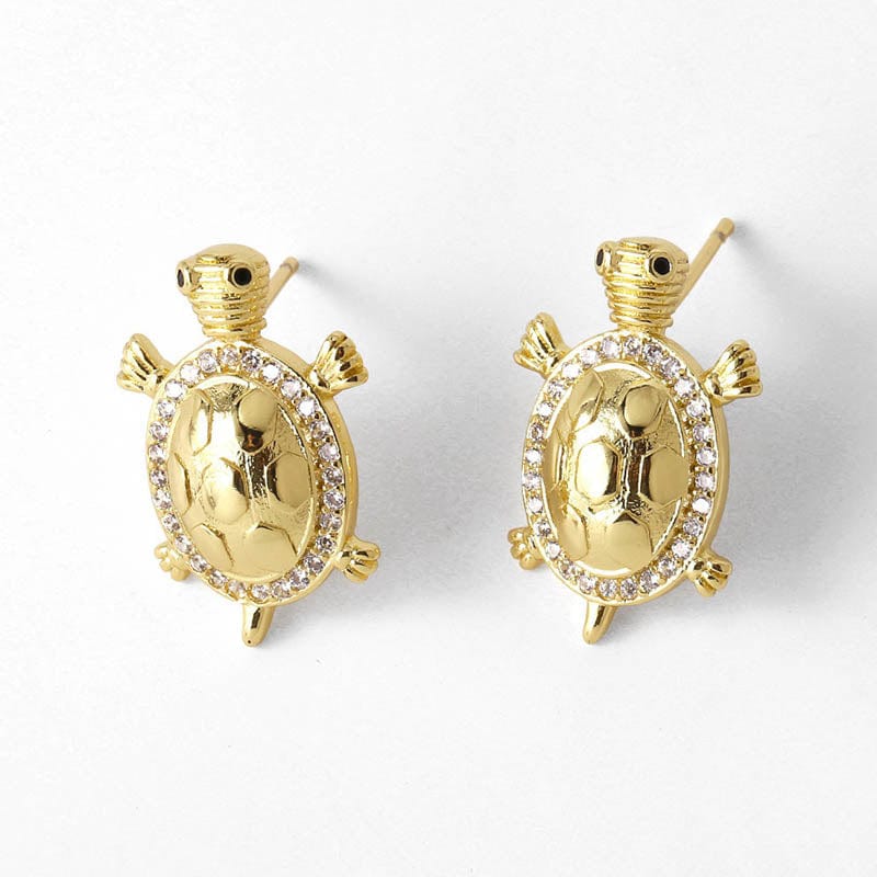 Golden Turtle Earrings A | NueShiny