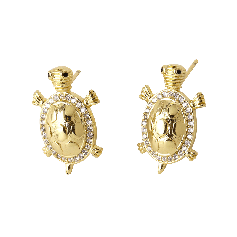 Golden Turtle Earrings A | NueShiny