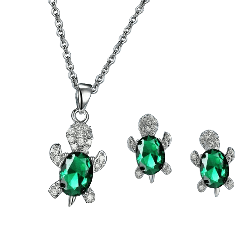 Green Turtle Necklace with Diamonds | NueShiny