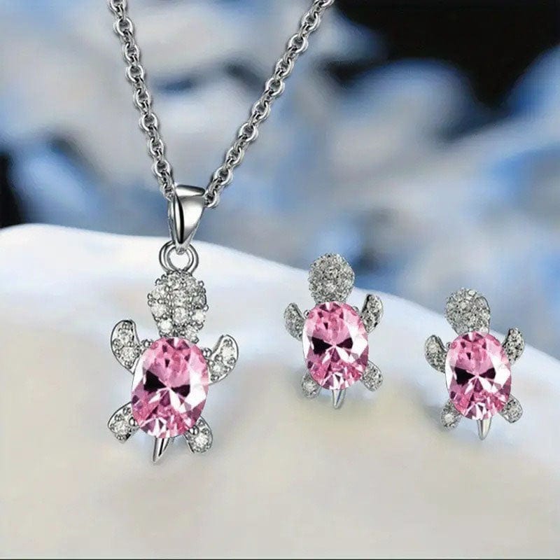 Pink Turtle Necklace with Diamonds | NueShiny