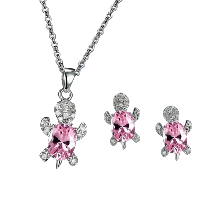 Pink Turtle Necklace with Diamonds | NueShiny