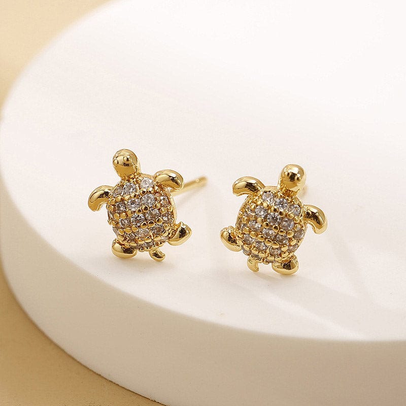 Golden Turtle Earrings A | NueShiny